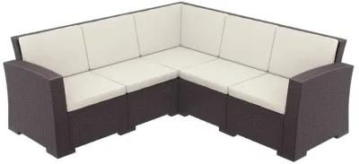 Compamia Monaco Resin Outdoor Patio Sectional 5-Piece Brown with Cushion