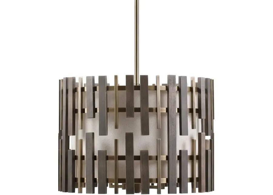 BY KALIZMA HOME MYERS 4-LIGHT ANTIQUE BRASS DRUM PENDANT