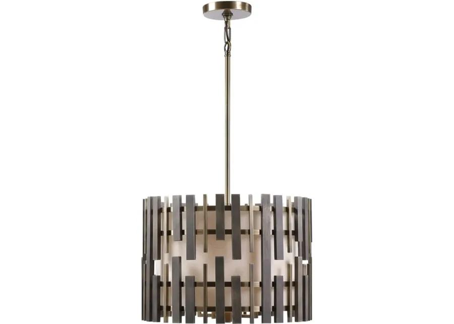 BY KALIZMA HOME MYERS 4-LIGHT ANTIQUE BRASS DRUM PENDANT