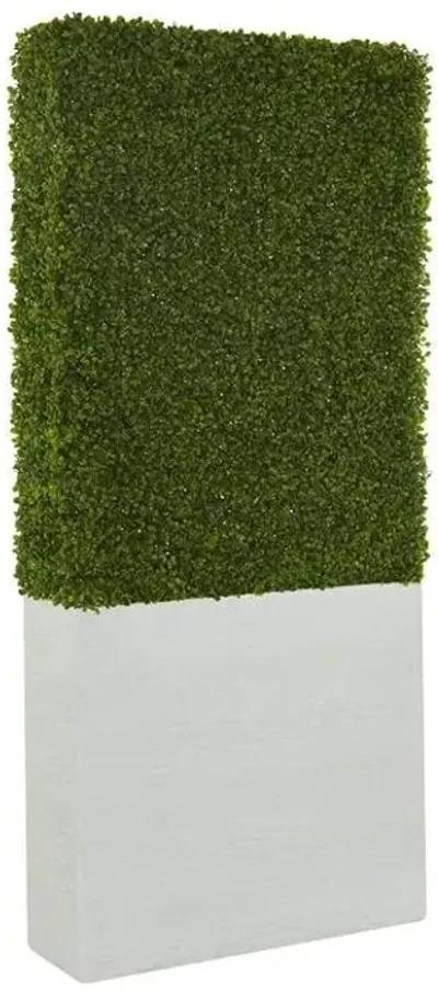 UMA Home Decor Tall Green Faux Boxwood Hedge Topiary with White Fiberglass Planter