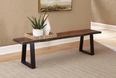 Coaster Ditman Live Edge Wood Dining Bench Grey Sheesham