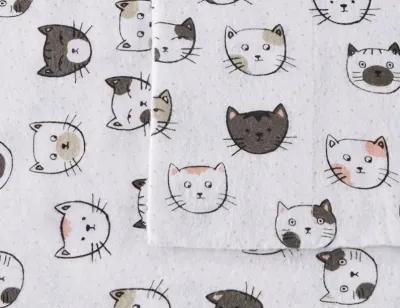 INTELLIGENT DESIGN TWIN XL GREY/PINK CATS COZY SOFT COTTON NOVELTY PRINT FLANNEL SHEET SET