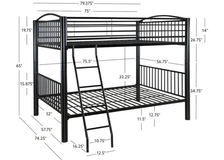 HEAVY METAL BLACK FULL OVER FULL BUNK BED