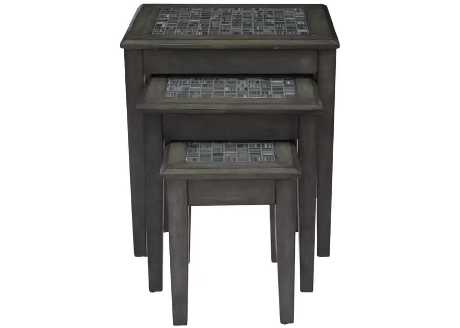 GREY MOSAIC NESTING TABLES - SET OF 3 GREY