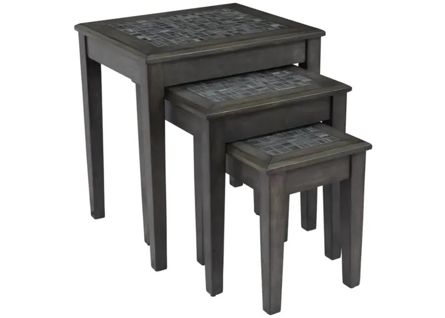 GREY MOSAIC NESTING TABLES - SET OF 3 GREY