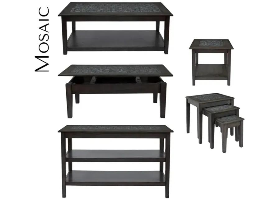 GREY MOSAIC NESTING TABLES - SET OF 3 GREY