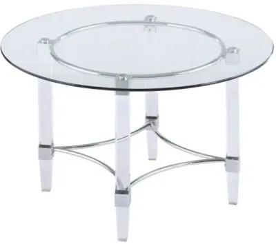 Chintaly White Contemporary Dining Set with Round Glass Dining Table & Parson Chairs