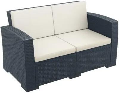 Compamia Monaco Resin Patio Loveseat Dark Gray with Sunbrella Natural Cushion