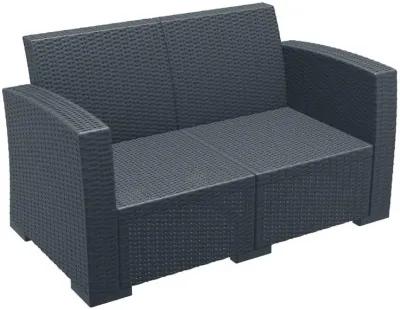 Compamia Monaco Resin Patio Loveseat Dark Gray with Sunbrella Natural Cushion