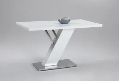 LINDEN CONTEMPORARY DINING TABLE WITH WHITE GLOSS TOP & Y-SHAPED PEDESTAL