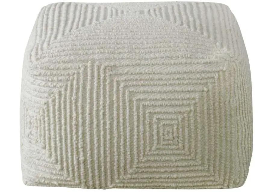 SOVANNA SOFT IVORY GEOMETRIC POUF