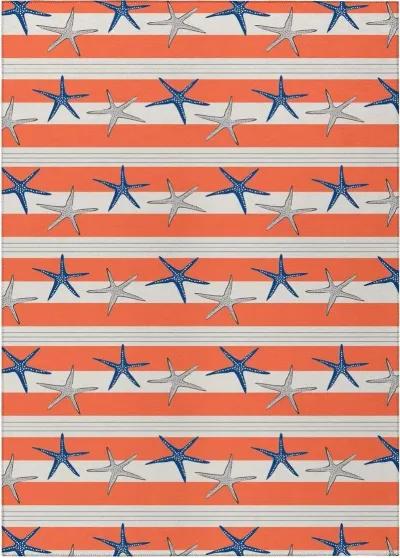 Dalyn Patriotic Seascape Starfish Stripes in Red, White & Blue 5'X8' Area Rug