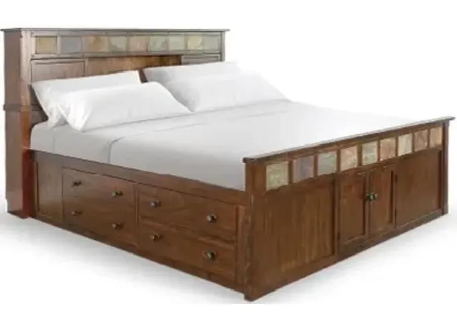 SANTA FE DARK CHOCOLATE QUEEN STORAGE BED WITH SLATE