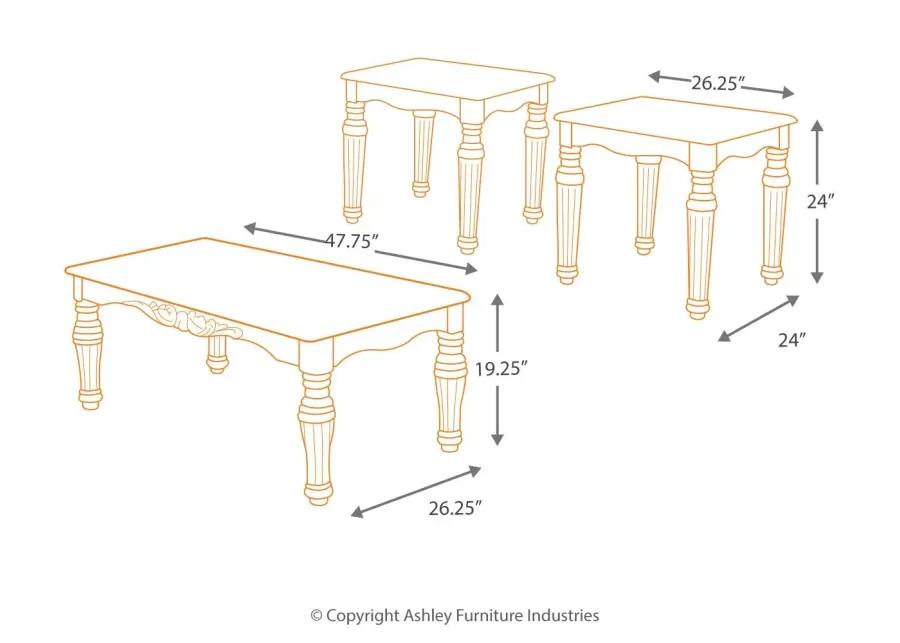 NORTH SHORE TABLE (SET OF 3) DARK BROWN SIGNATURE DESIGN