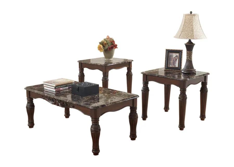 NORTH SHORE TABLE (SET OF 3) DARK BROWN SIGNATURE DESIGN