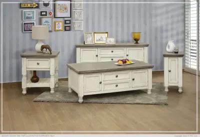 International Furniture Stone White 4-Drawer Cocktail Table