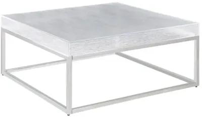 Chintaly Valerie Contemporary Square Cocktail Table with Acrylic Top & Steel Frame