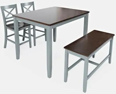 Jofran Asbury Park Table with 2 Stools, Bench Grey Autumn Brown