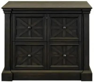 KINGSTON DARK CHOCOLATE RUB THROUGH WITH CRISS-CROSS DETAIL LATER OFFICE FILE CABINET