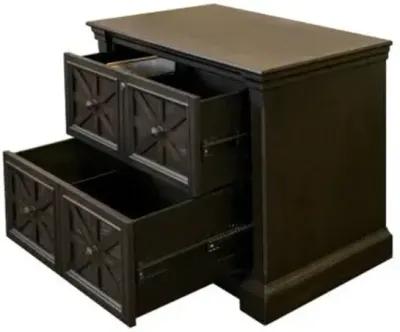 KINGSTON DARK CHOCOLATE RUB THROUGH WITH CRISS-CROSS DETAIL LATER OFFICE FILE CABINET