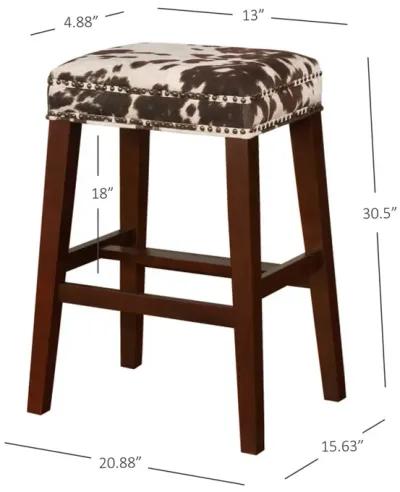 Linon Walt Brown Cow Print Bar Stool