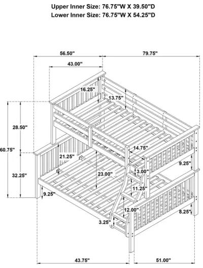 Coaster Chapman Wood Twin Over Full Bunk Bed Black