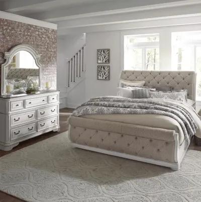 Liberty Furniture Complete California King Set Upholstered Sleigh Bed, Dresser & Mirror Magnolia Manor