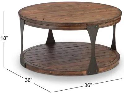 WOOD ROUND COCKTAIL TABLE WITH CASTERS - MONTGOMERY