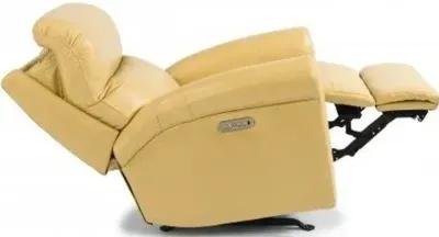 DAVIS LIGHT YELLOW POWER LEATHER RECLINER WITH POWER HEADREST