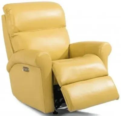 DAVIS LIGHT YELLOW POWER LEATHER RECLINER WITH POWER HEADREST