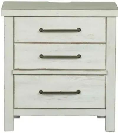 Liberty Furniture Modern Farmhouse Flea Market 3-Drawer White Nightstand