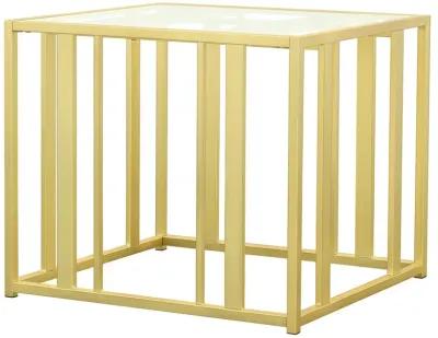 Coaster Adri Rectangular Glass Top Side End Table Matte Brass