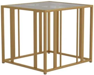 Coaster Adri Rectangular Glass Top Side End Table Matte Brass