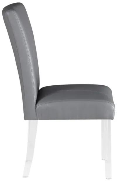 Chintaly Grey Contemporary Curved Flare-Back Parson Side Chair