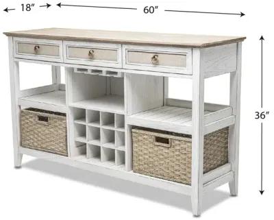 Captiva Island Sideboard with Wine Rack - Beach Sand Finish