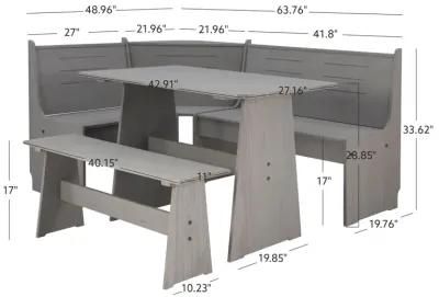 Linon Waldron Corner Nook Set Grey Kit