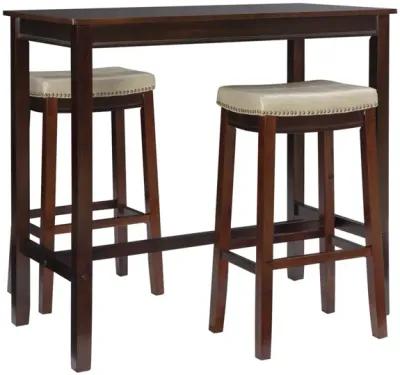 Linon Claridge 3-Piece Brown/Beige Bar Stools & Table Set