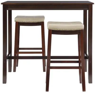 Linon Claridge 3-Piece Brown/Beige Bar Stools & Table Set