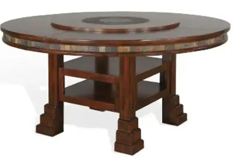 SANTA FE DARK CHOCOLATE 60 INCH ROUND DINING TABLE WITH LAZY SUSAN