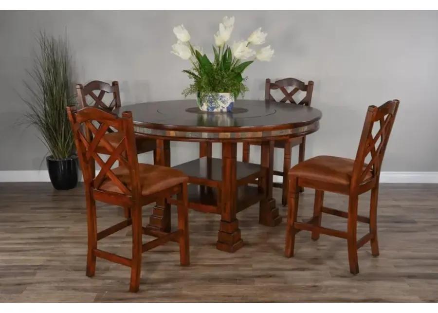 SANTA FE DARK CHOCOLATE 60 INCH ROUND DINING TABLE WITH LAZY SUSAN