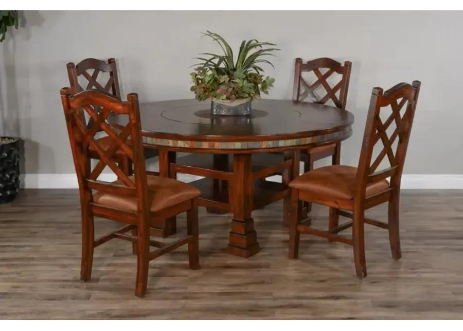 SANTA FE DARK CHOCOLATE 60 INCH ROUND DINING TABLE WITH LAZY SUSAN