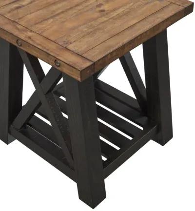 BOLTON SOLID WOOD END TABLE IN BLACK STAIN & NATURAL