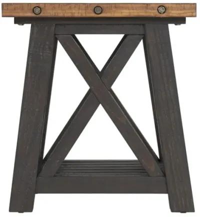 BOLTON SOLID WOOD END TABLE IN BLACK STAIN & NATURAL