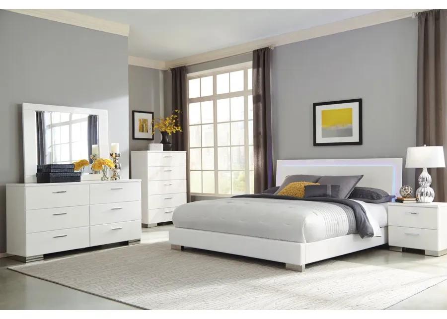 FELICITY LIGHTED CALIFORNIA KING BED GLOSSY WHITE