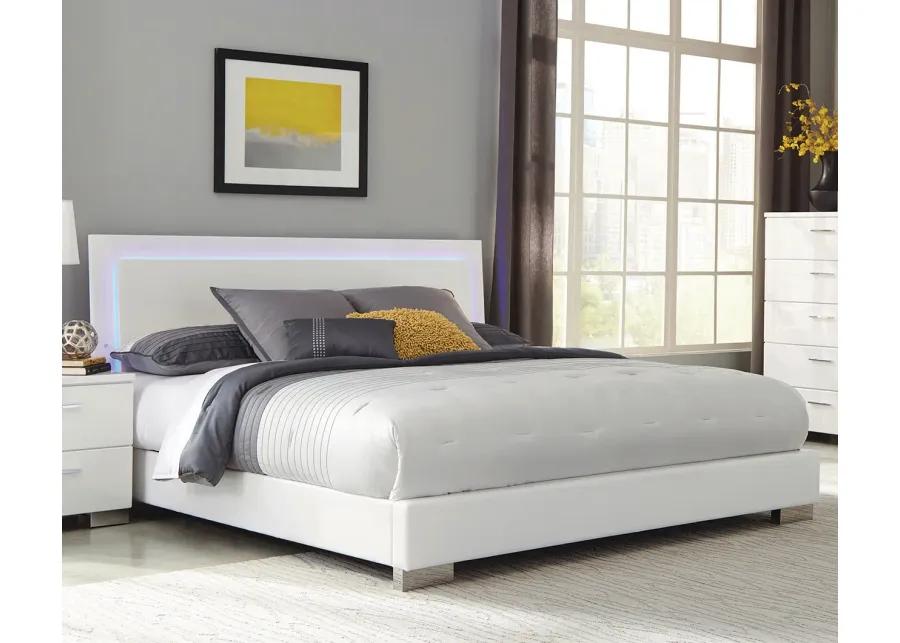 FELICITY LIGHTED CALIFORNIA KING BED GLOSSY WHITE