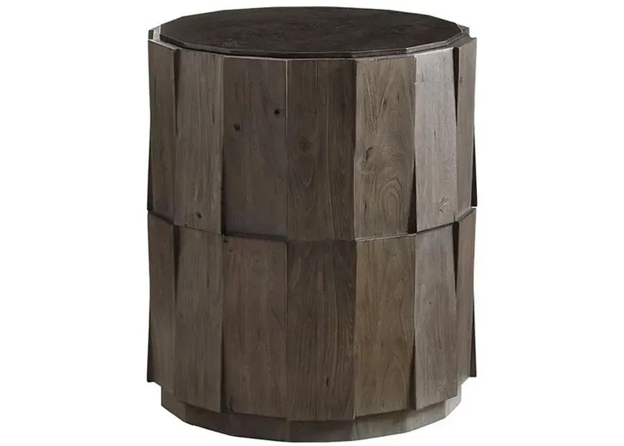 EVERETT ROUND TRAVERTINE END TABLE CYPRESS POINT