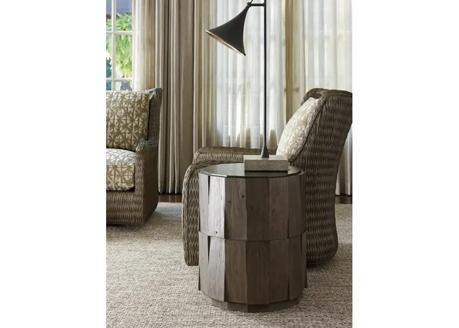 EVERETT ROUND TRAVERTINE END TABLE CYPRESS POINT