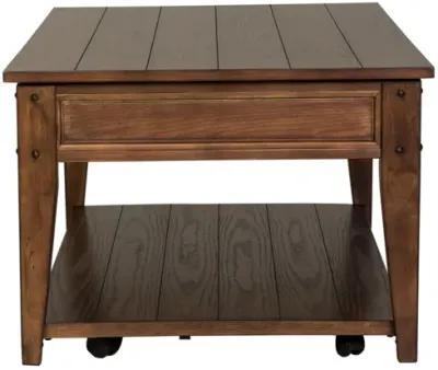 Lake House Rustic Brown Oak Lift Top Cocktail Table