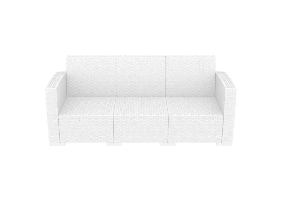 MONACO RESIN PATIO SOFA WHITE WITH SUNBRELLA NATURAL CUSHION