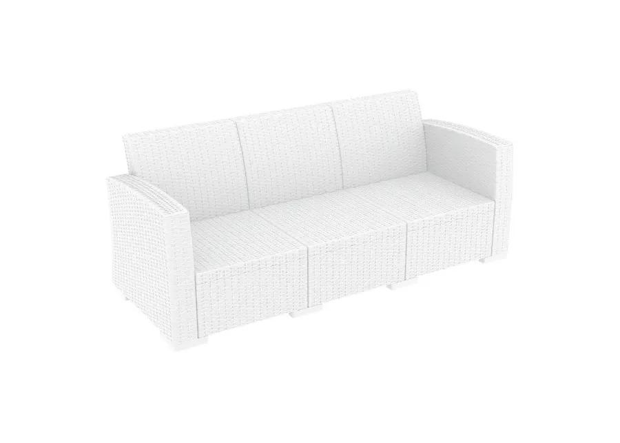 MONACO RESIN PATIO SOFA WHITE WITH SUNBRELLA NATURAL CUSHION